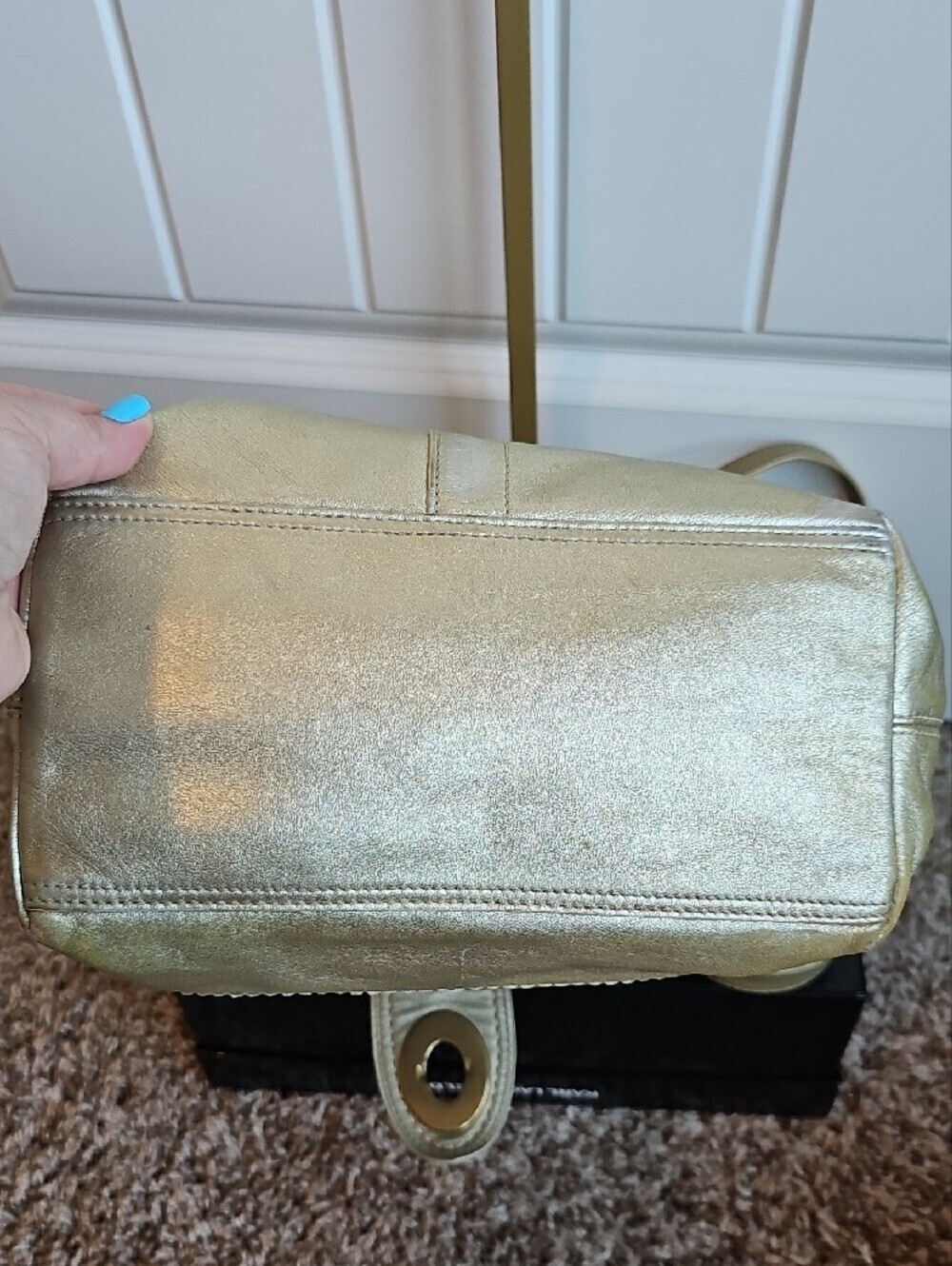 Coach Archival Legacy Lily Turnlock Tote Metallic Brass Gold Leather F13757 - Picture 12 of 12